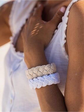 FROG SAC Sailor Knot Rope Bracelets - Natural and White Nautical Set